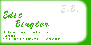 edit bingler business card
